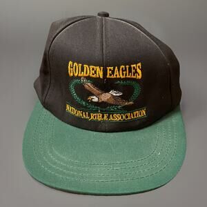 Vintage NRA Embroidered USA GOLDEN EAGLE Member Black Strapback Hat